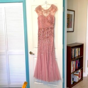 Size 10-12 Mauve hand beaded, new w/o tags, not worn. designer dress from Spain.